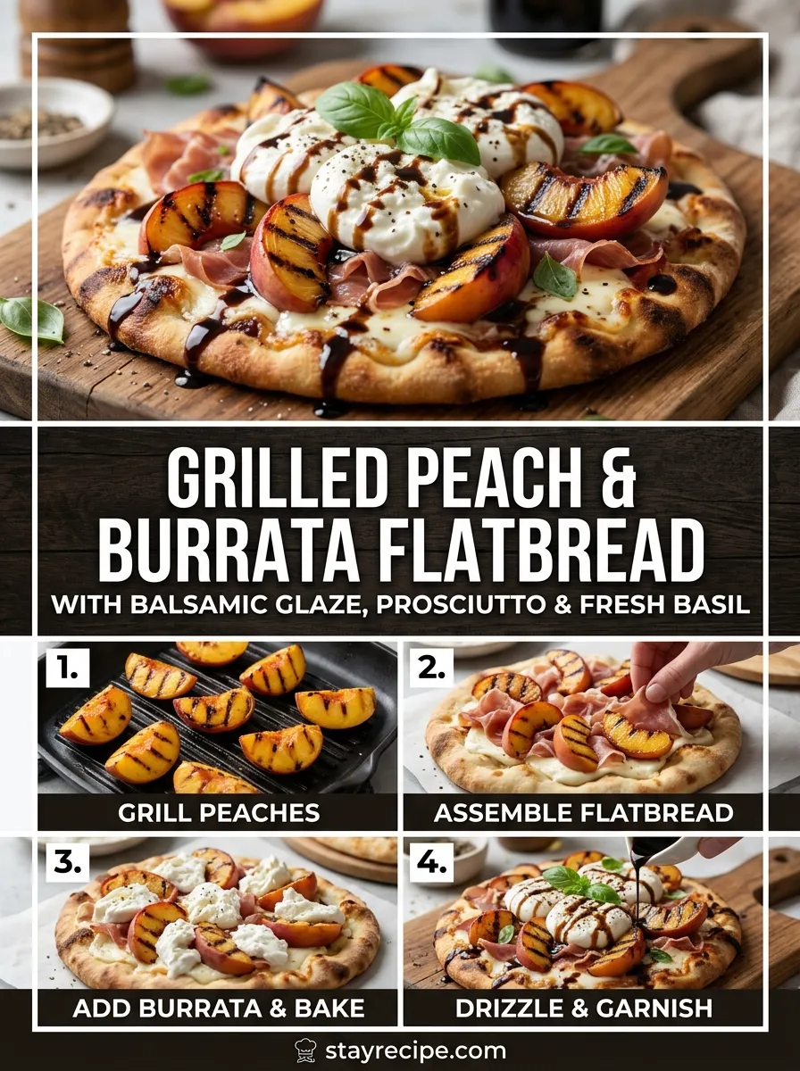 Grilled Peach Burrata Flatbread With Balsamic Glaze