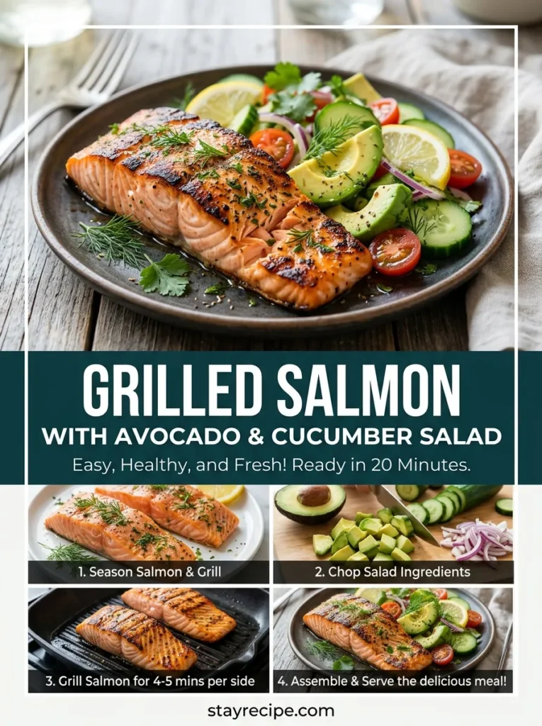 Grilled Salmon With Avocado And Cucumber Salad Healthy Summer Recipes