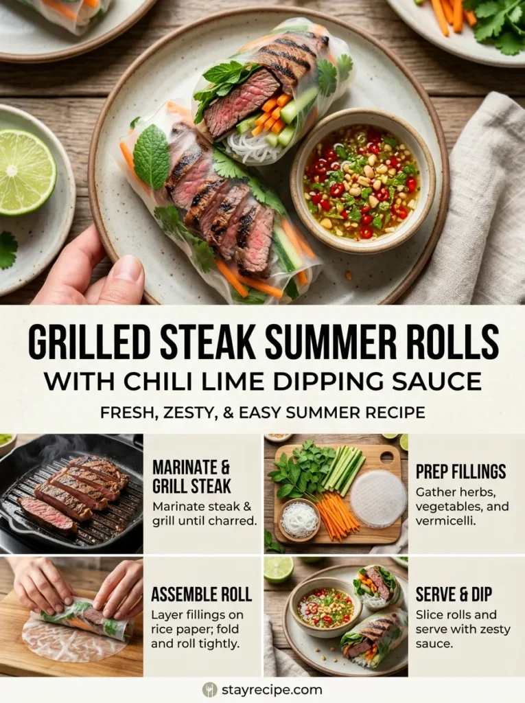 Grilled Steak Summer Rolls With Chili Lime Hot Weather Dinner Ideas