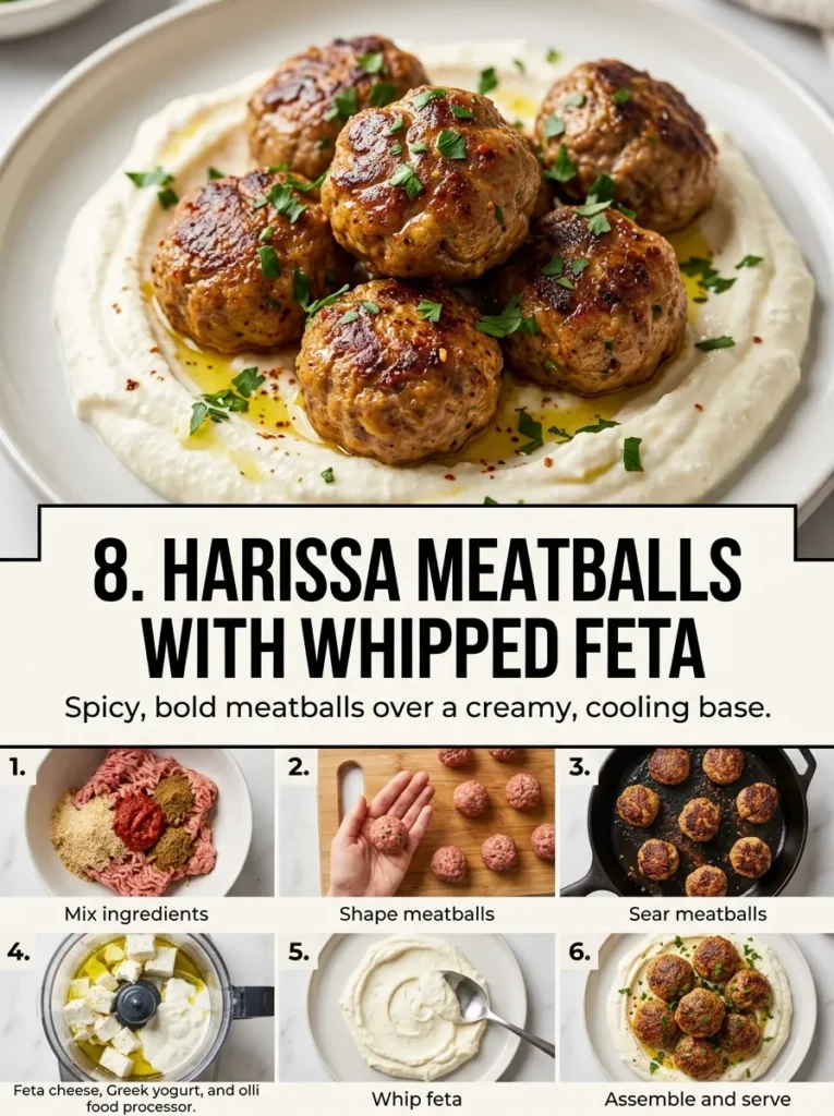 Harissa Meatballs With Whipped Fetaharissa Meatballs With Whipped Feta