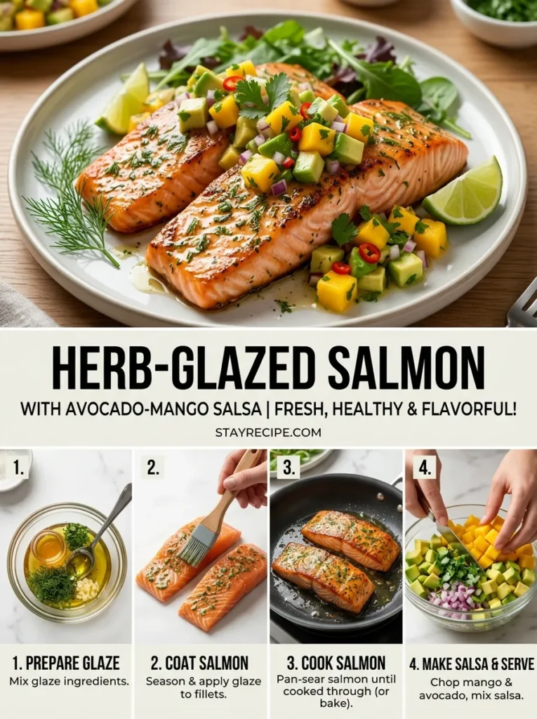 Herb Glazed Salmon With Avocado Mango Salsa