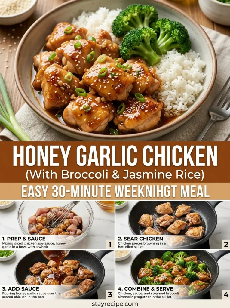 Honey Garlic Chicken With Broccoli Rice