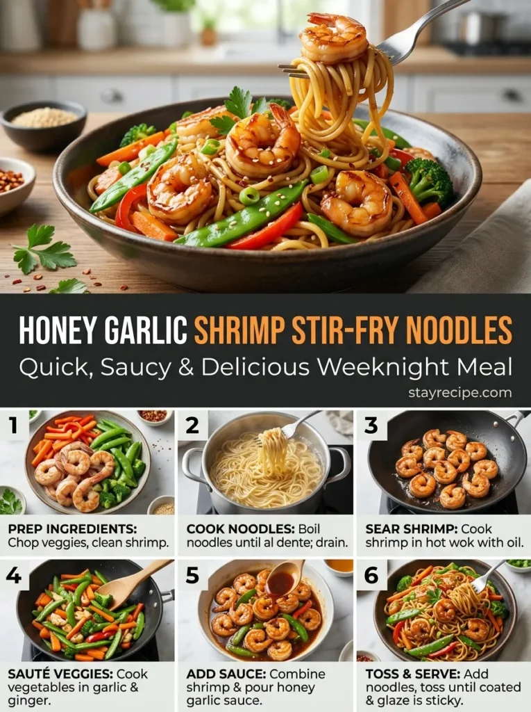 Honey Garlic Shrimp Stir Fry Noodles Food Recipes