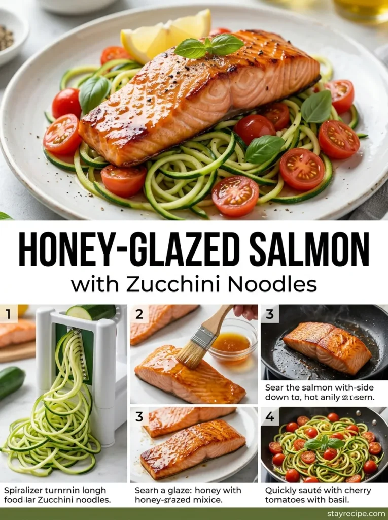 Honey Glazed Salmon With Zucchini Noodles
