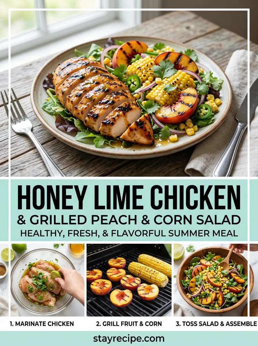 Honey Lime Chicken With Grilled Peach Corn Salad Summer Grilling Recipes