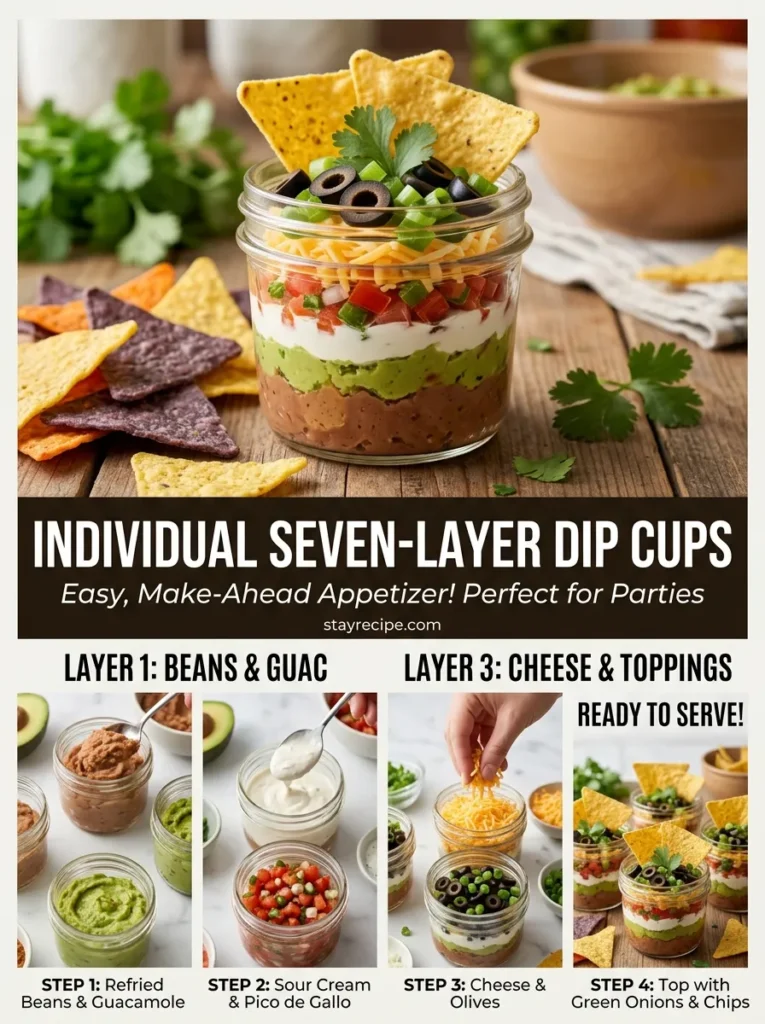 Individual Seven Layer Dip Cups Appetizer Recipes