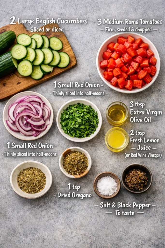 Ingredients Cucumber Tomato Onion Salad