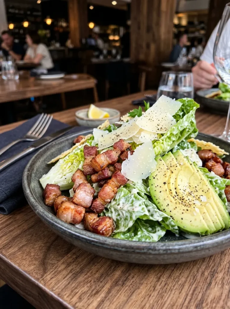 Keto Caesar With Crispy Bacon And Avocado