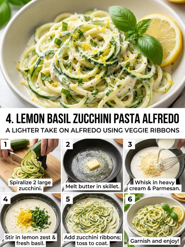Lemon Basil Zucchini Pasta Alfredolemon Basil Zucchini Pasta Alfredo
