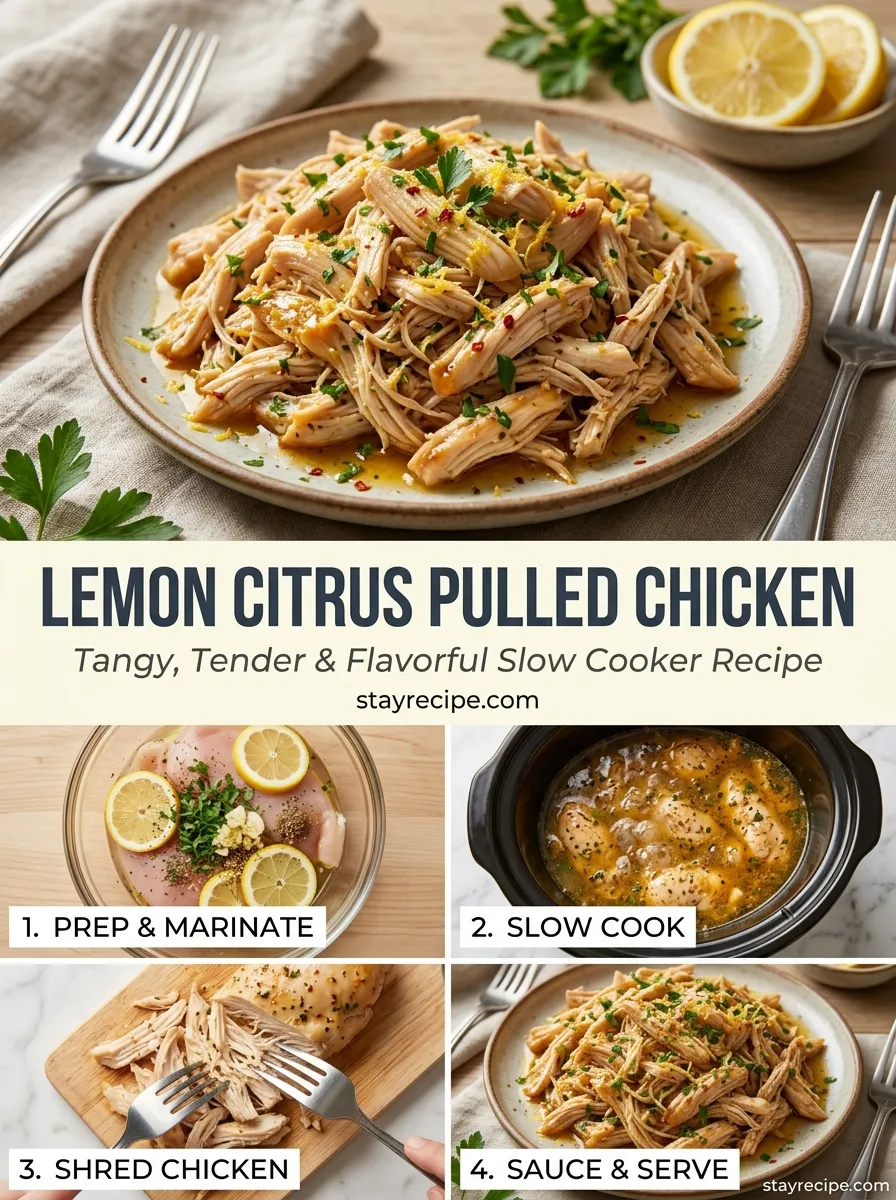 Lemon Citrus Pulled Chicken Summer Crockpot Meals