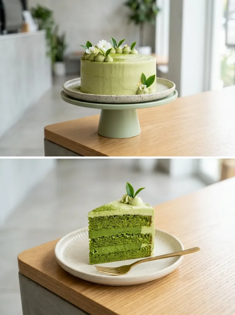 Matcha Green Tea Aesthetic Cake