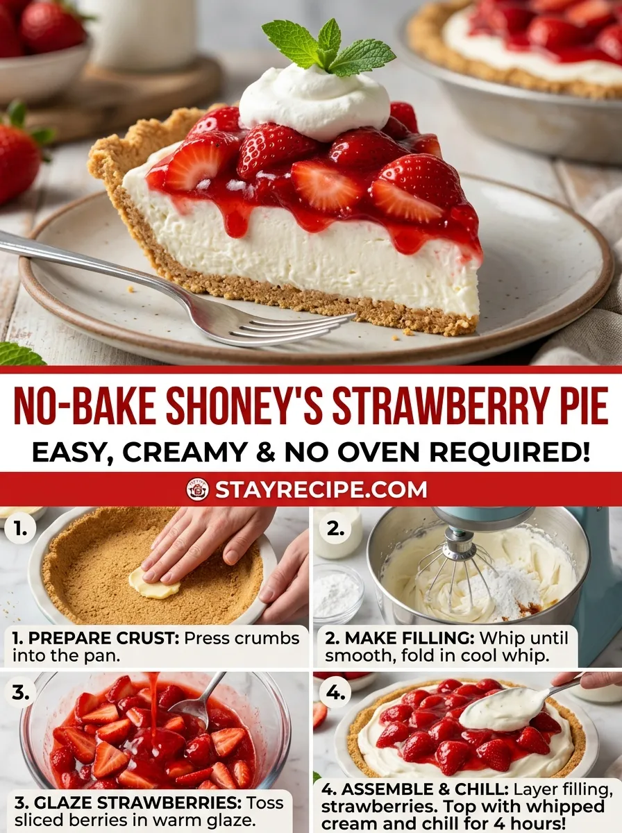 No Bake Version Shoneys Strawberry Pie