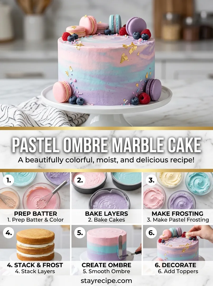 Pastel Ombre Marble Easter Bunny Poke Cake