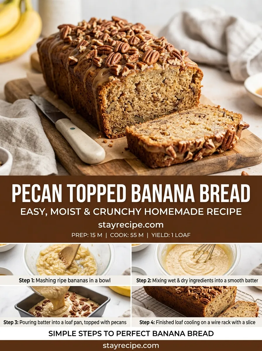 Pecan Topped Banana Banana Bread