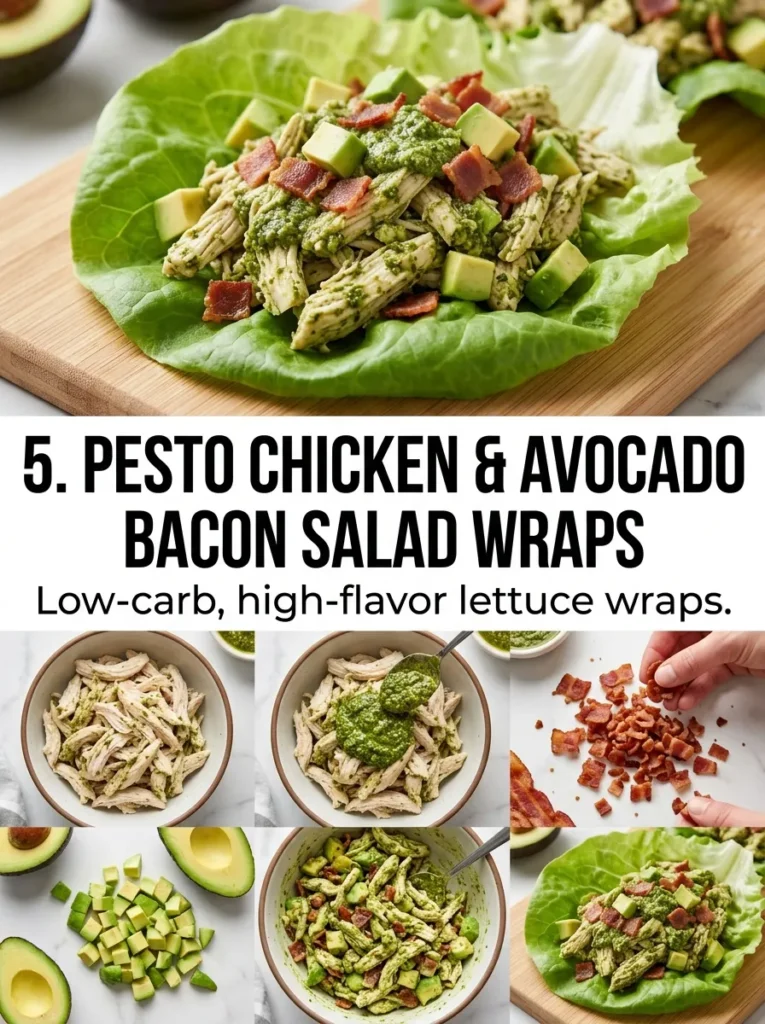 Pesto Chicken Avocado Bacon Salad Wrapsv