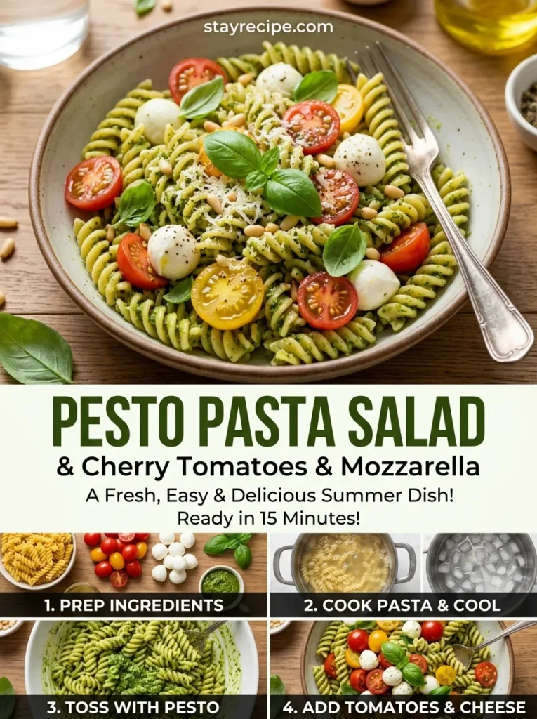 Pesto Pasta Salad With Cherry Tomatoes Mozzarella