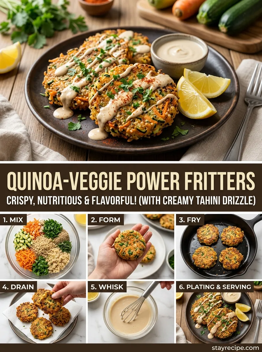 Quinoa Veggie Power Fritters With Tahini