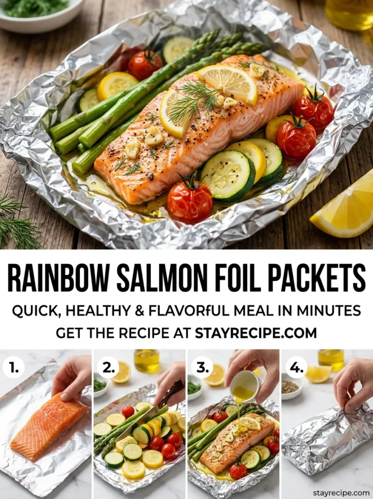 Rainbow Salmon Foil Packets With Asparagus