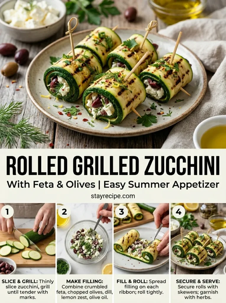 Rolled Grilled Zucchini With Feta And Olives Appetizer Recipes