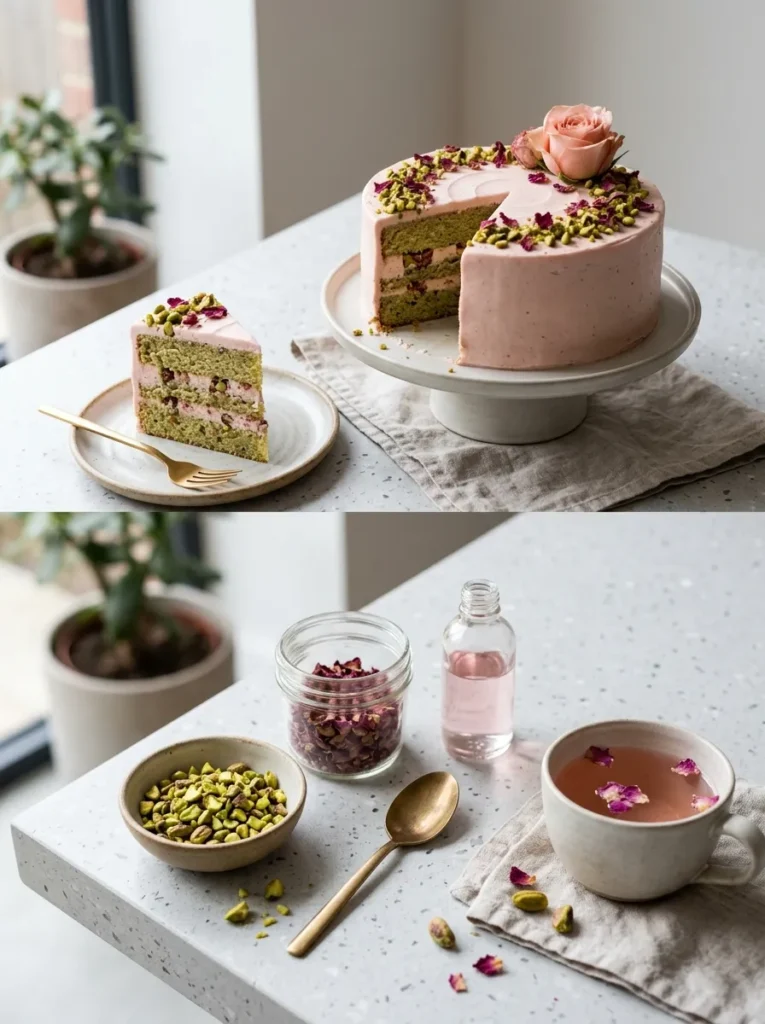 Rose Petal Pistachio Cake