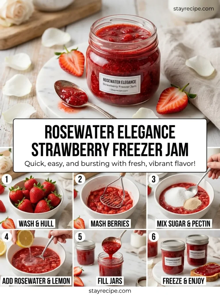 Rosewater Elegance Strawberry Freezer Jam Jam