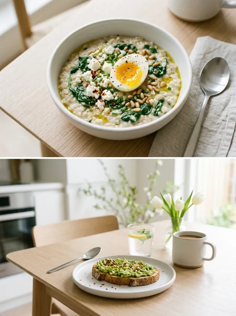 Savory Spinach Feta Oatmeal Spring Brunch