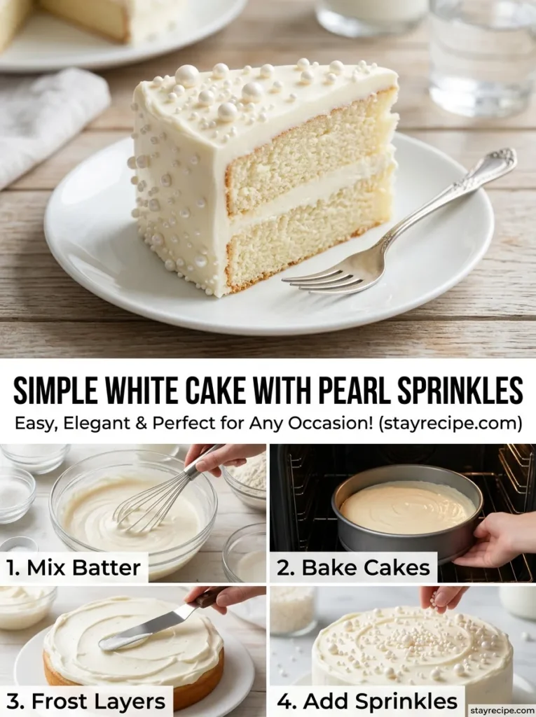Simple White With Pearl Sprinkles Cake