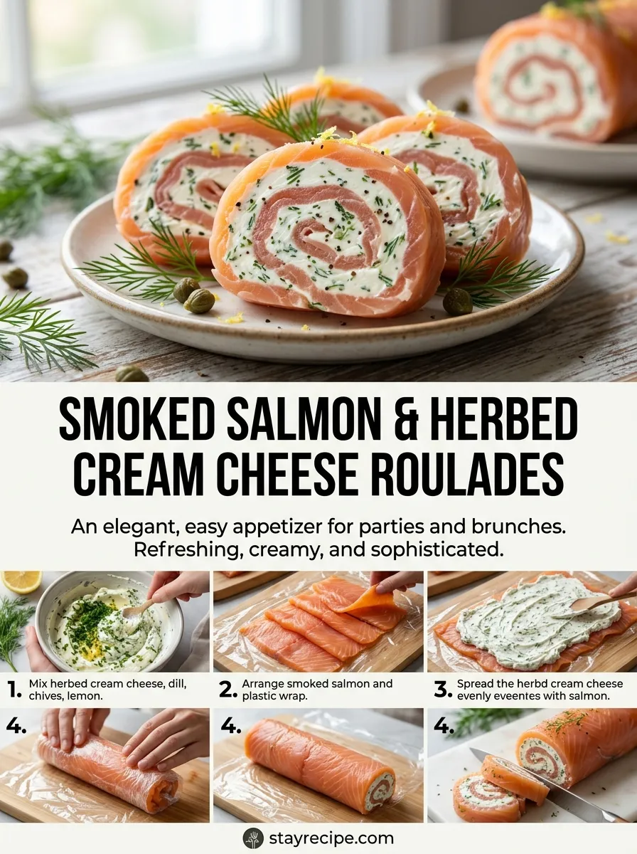 Smoked Salmon Herbed Cream Cheese Roulades