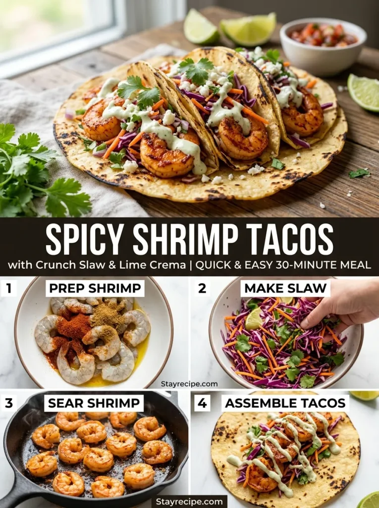 Spicy Shrimp Tacos With Slaw Lime Cream