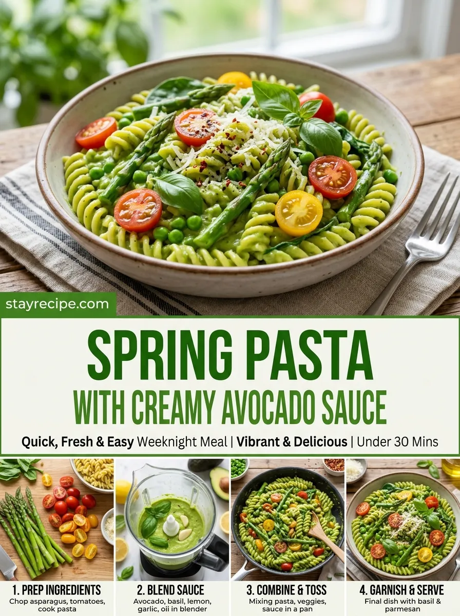 Spring Pasta Creamy Avocado Sauce