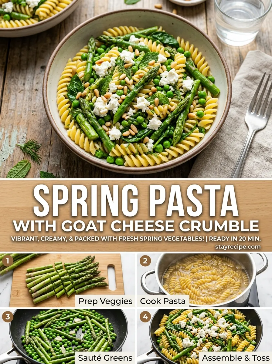 Spring Pasta Goat Cheese Crumble