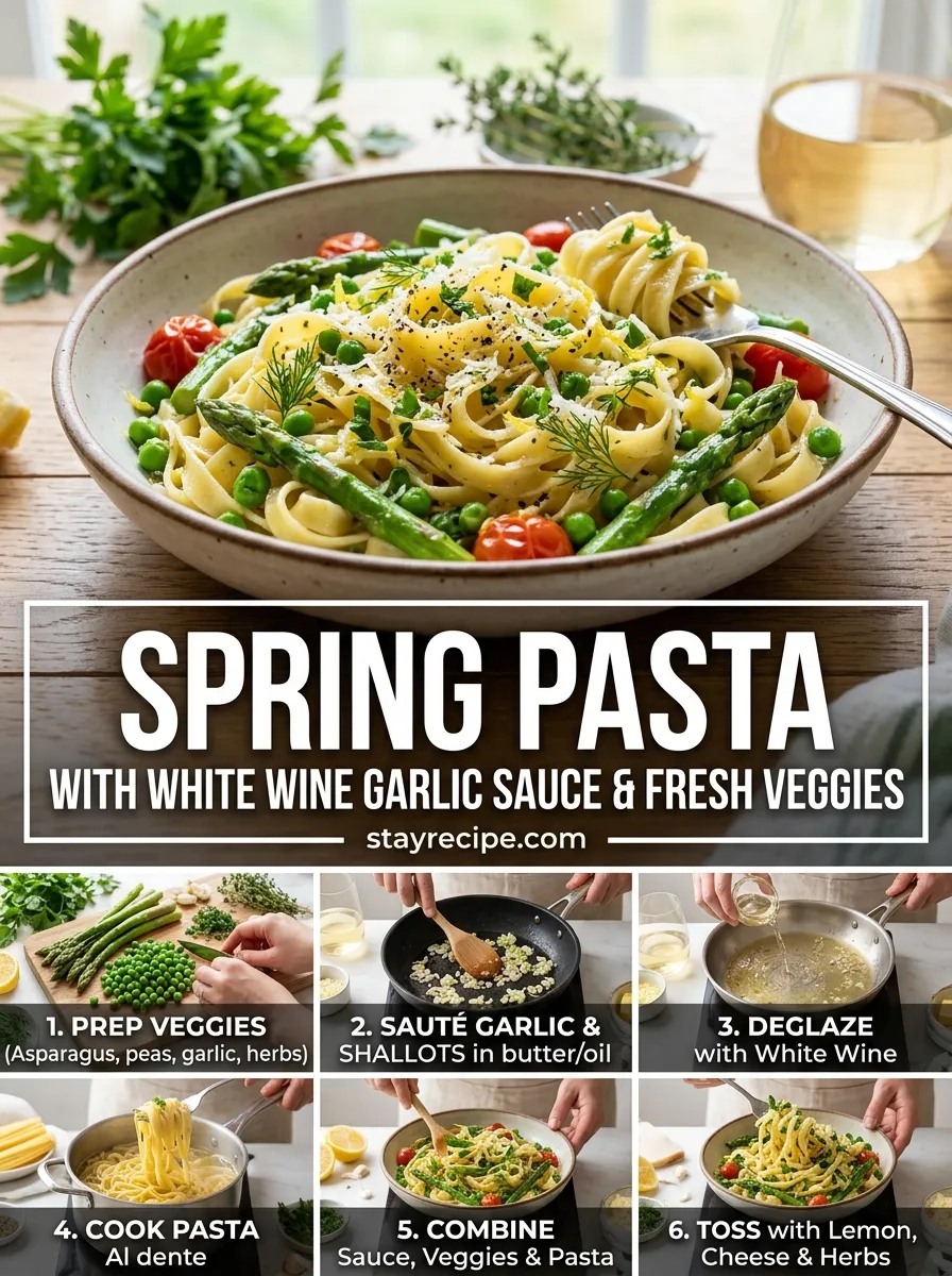 Spring Pasta White Wine Garlic Sauce