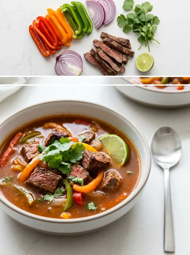 Steak Bell Pepper Fajita Skillet Soup