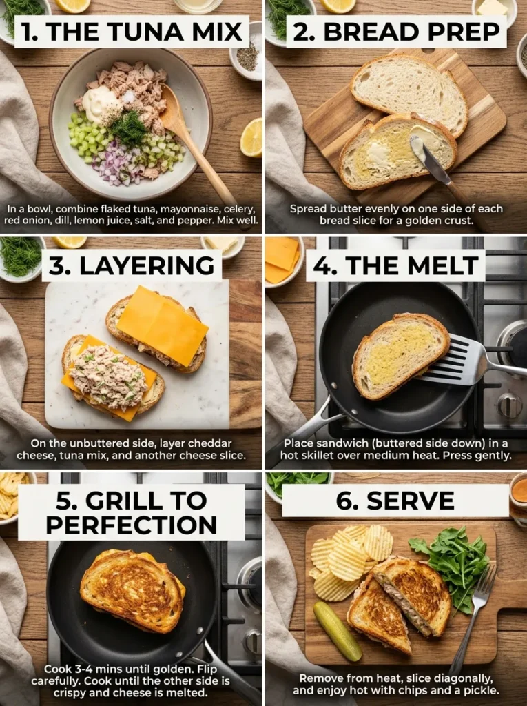 Step By Step Instruction Best Tuna Melt Sandwich