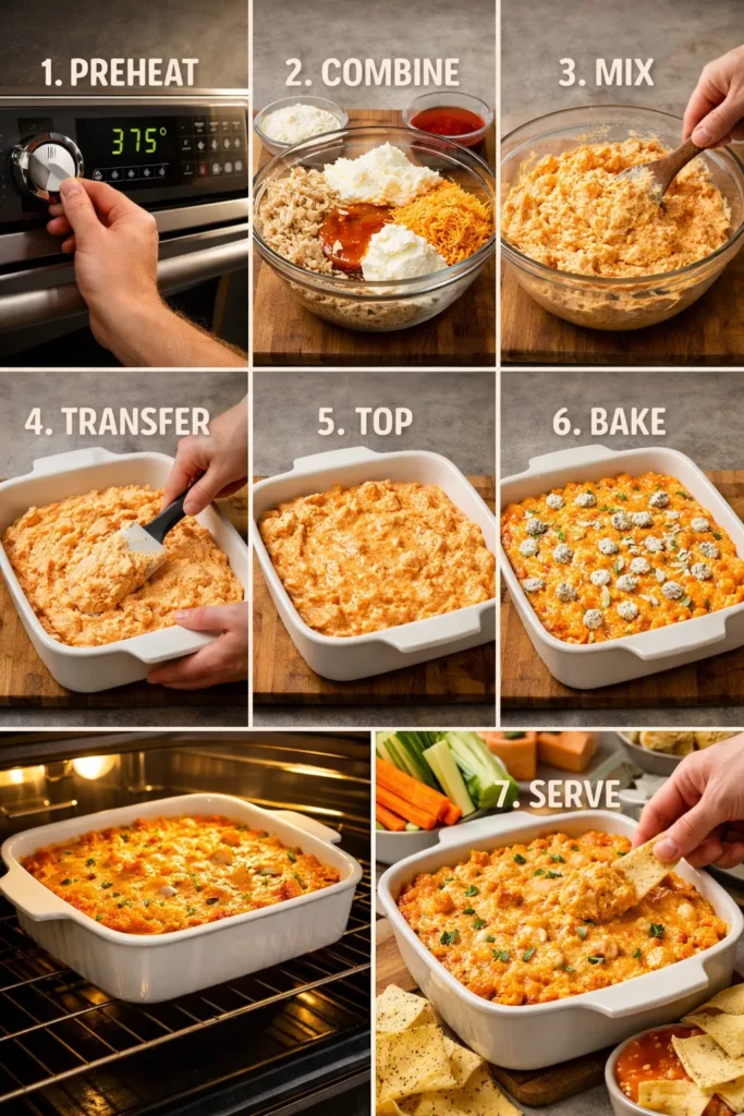 Step By Step Instructions Buffalo Chicken Dip