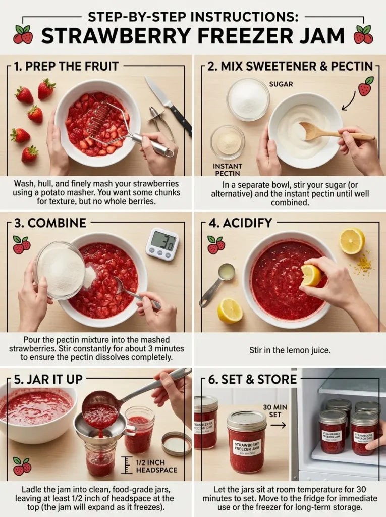 Step By Step Instructions Strawberry Freezer Jam