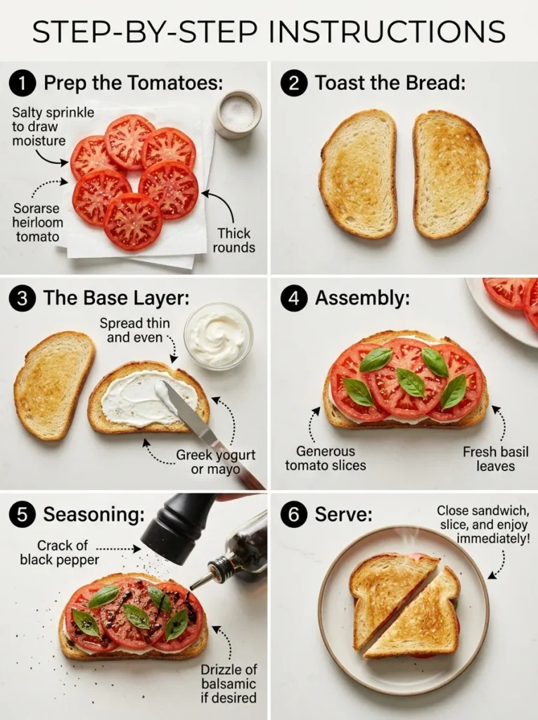 Step By Step Instructions Tomato Sandwich Recipes