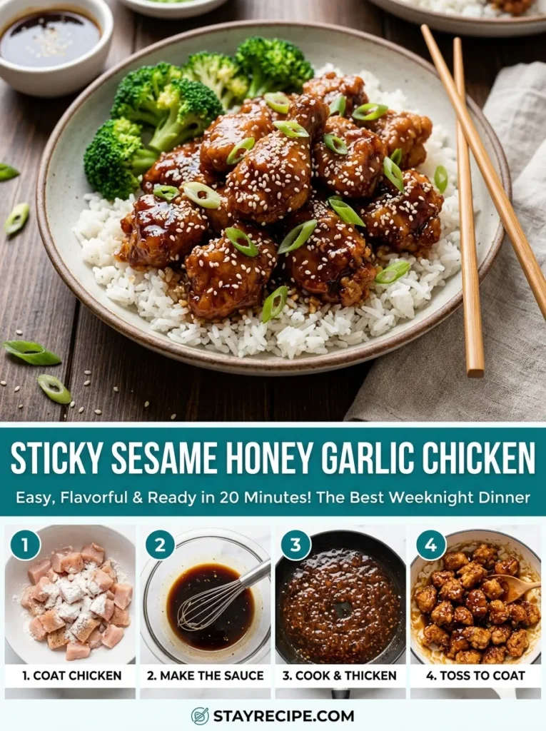 Sticky Sesame Honey Garlic Chickenf Ood Recipes