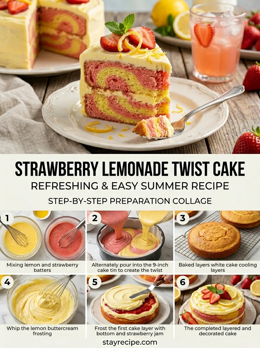Strawberry Lemonade Twist Cake Birthday Cake
