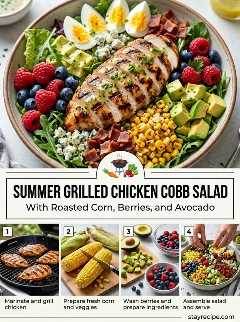 Summer Grilled Chicken Cobb Salad With Corn And Berries Summer Recipes Dinner