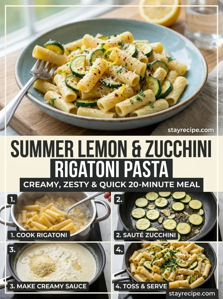 Summer Lemon Zucchini Rigatoni Pasta