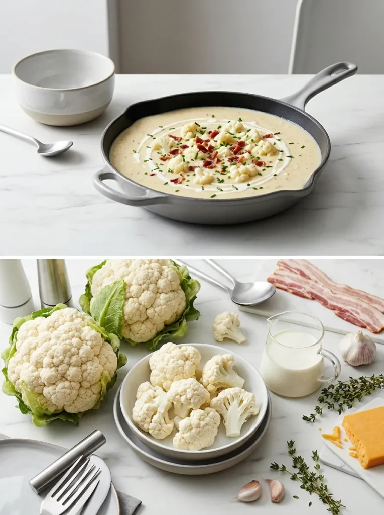 The Keto Friendly Cauliflower Skillet Soup