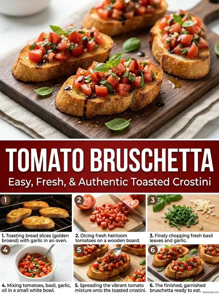 Tomato Bruschetta On Toasted Crostini Appetizer Recipes