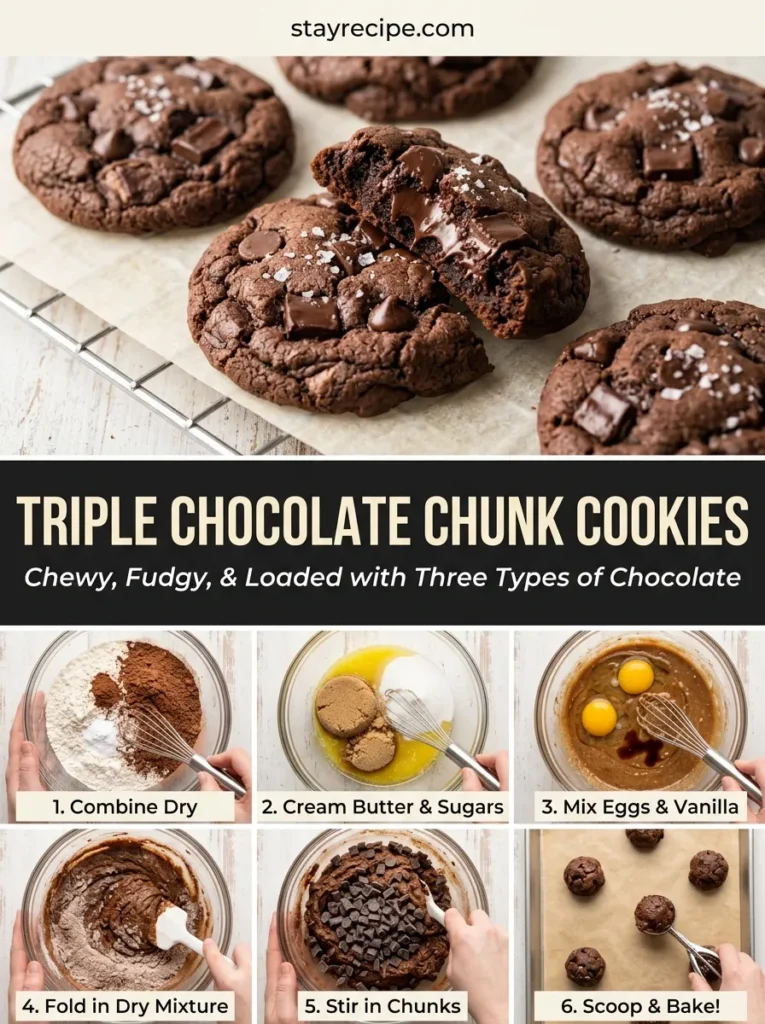 Triple Chocolate Chunk Cookies