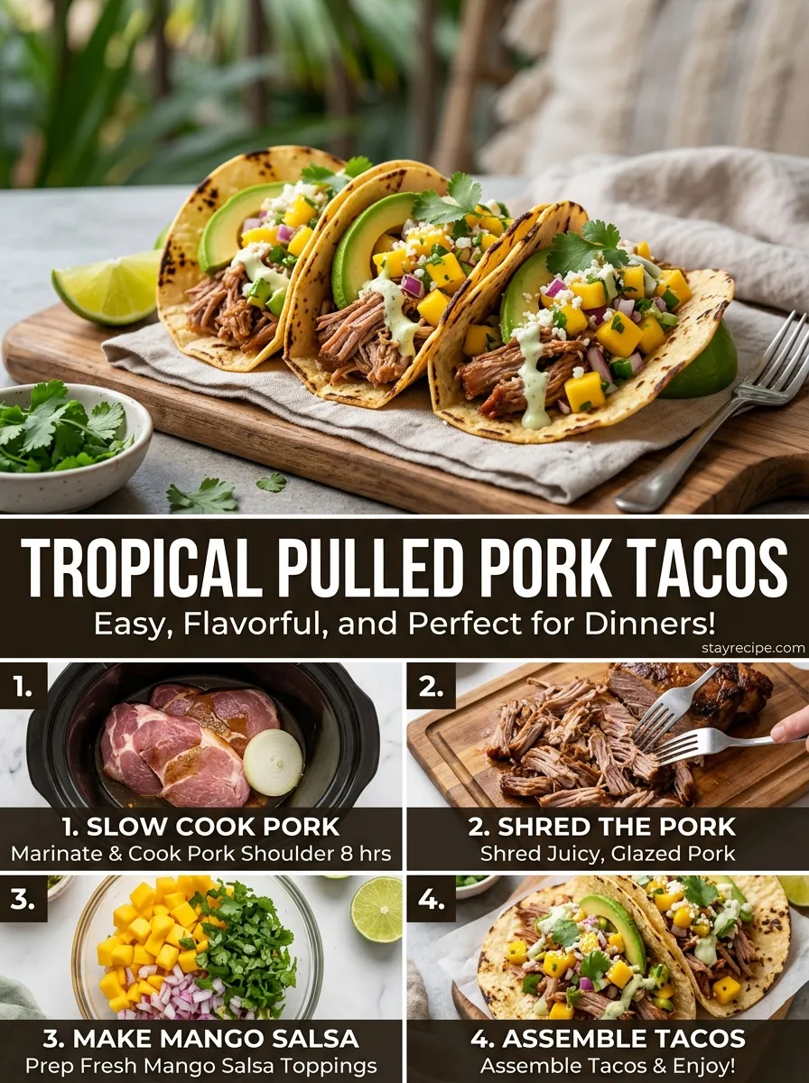Tropical Pulled Pork Tacos Meals Summer Crockpot Meals