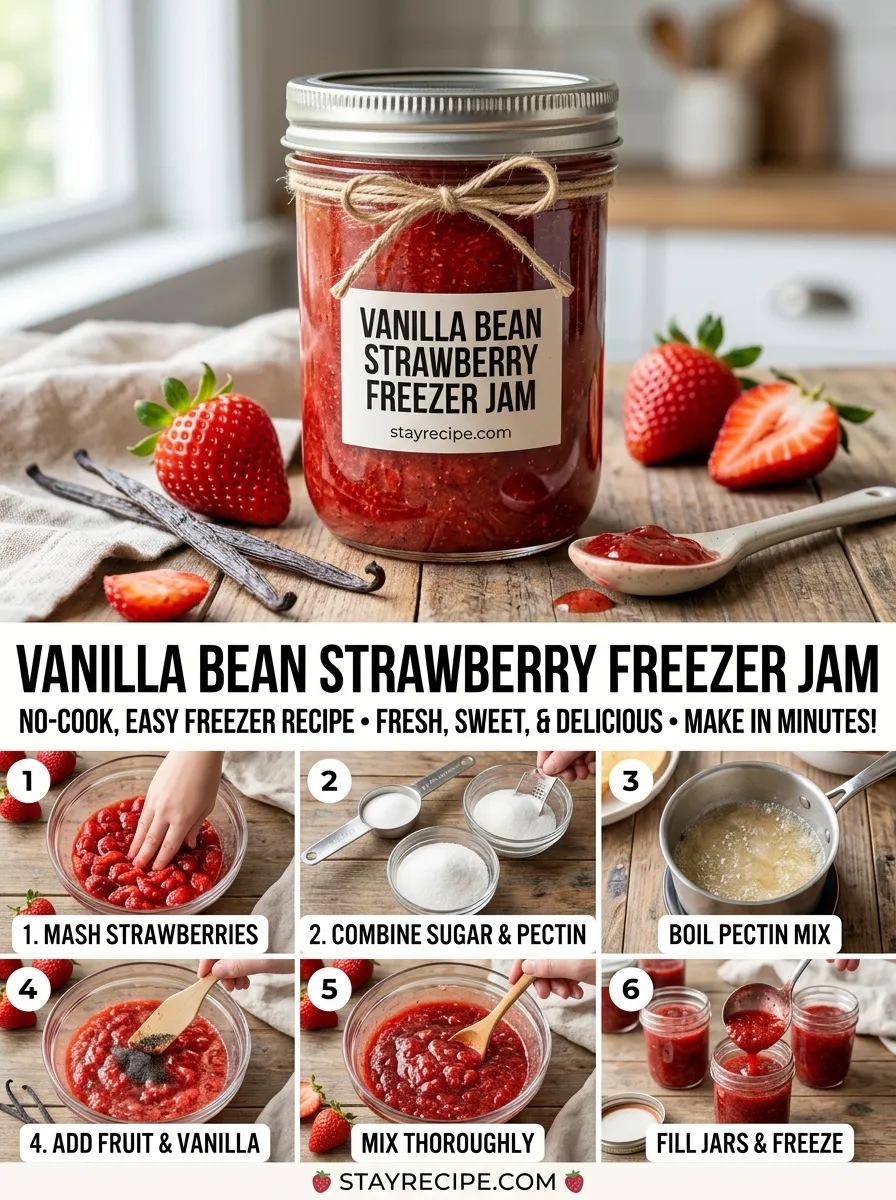 Vanilla Bean Strawberry Freezer Jam Jam