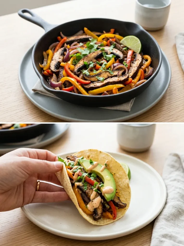 Vegan Portobello Mushroom Chicken Fajitas