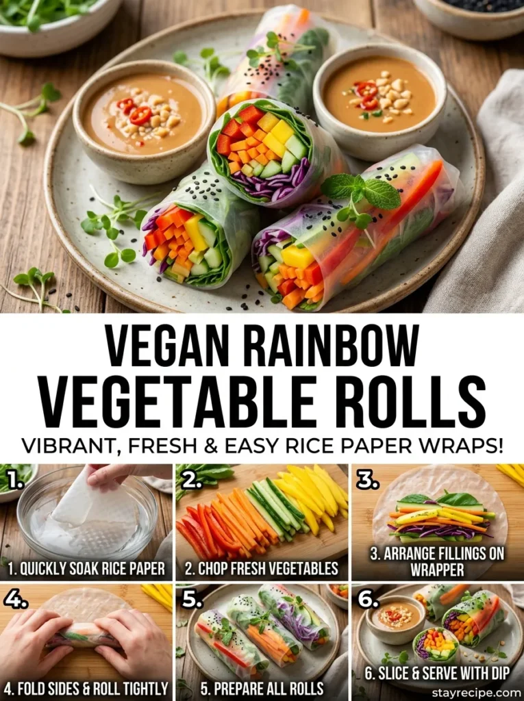 Vegan Rainbow Vegetable Rolls Hot Weather Dinner Ideas