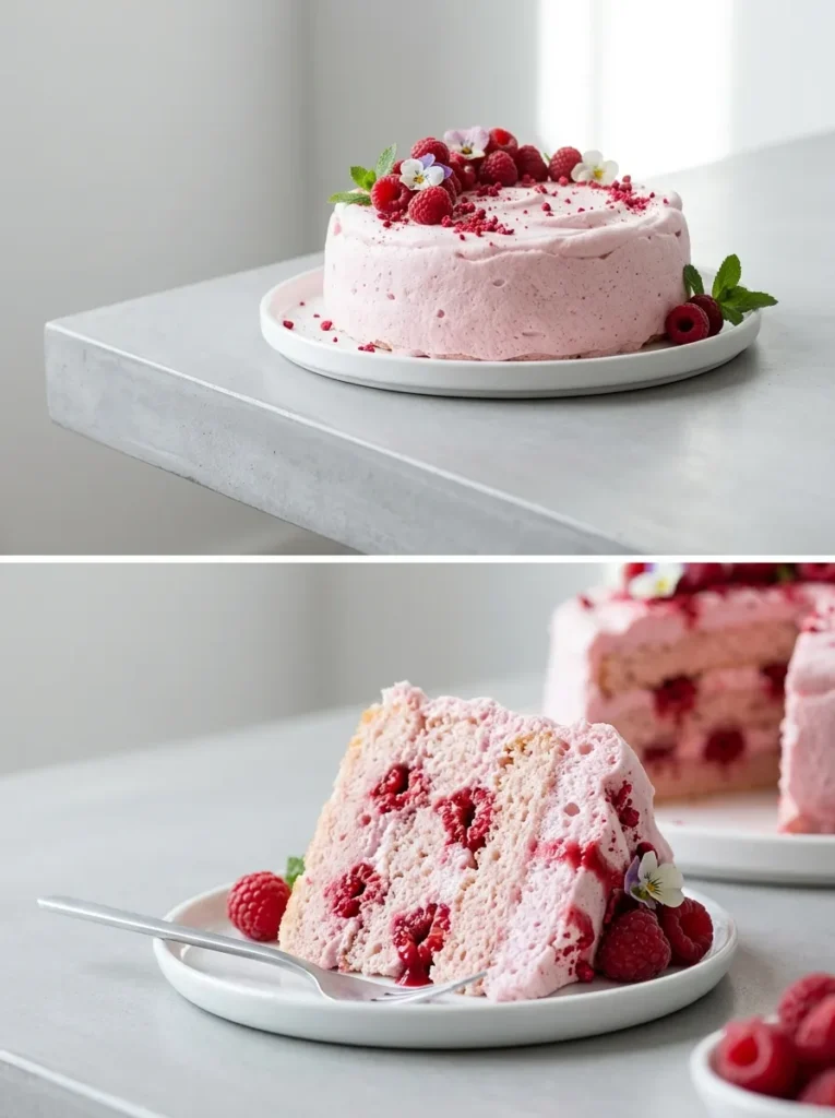 Vegan Raspberry Cloud Cake