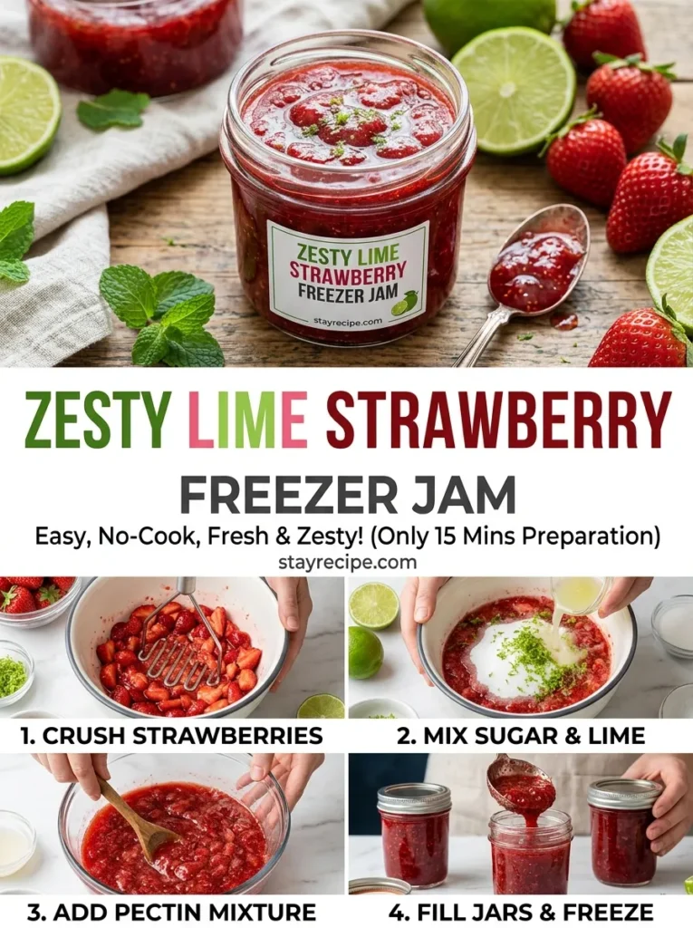 Zesty Lime Strawberry Freezer Jam Jam